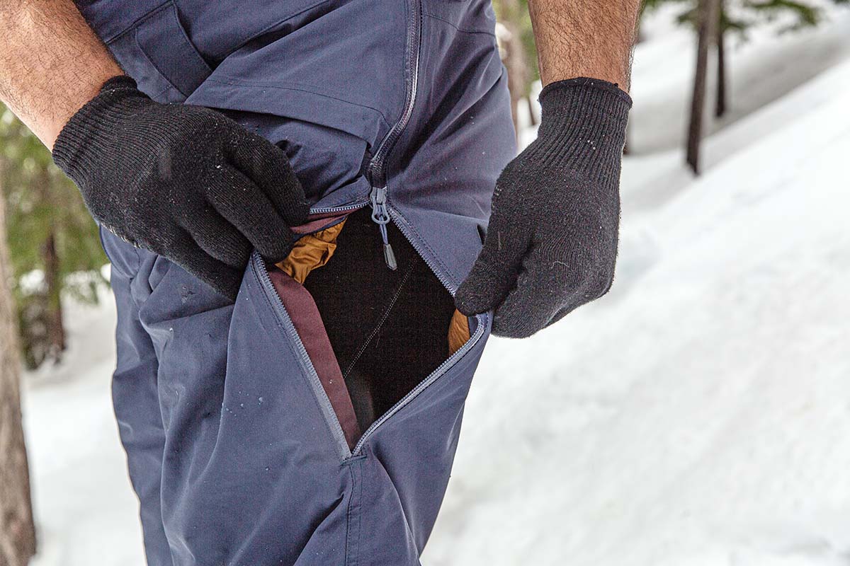 Hung liner on the 2-layer Outdoor Research Mt. Baker Storm Bibs